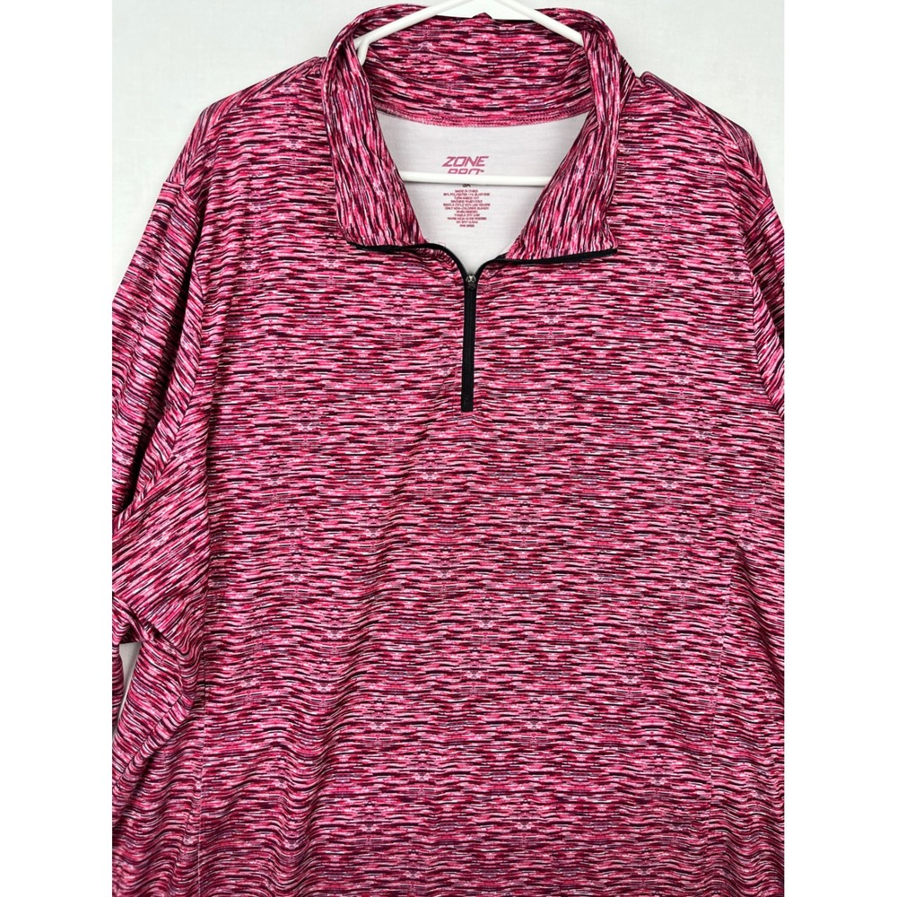 Zone Pro Quarter Zip Pullover Women 3X Space Dye Pink Black Activewear Top